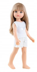 Кукла Карла - прямые волосы, челка, глаза серые, 32 см (в пижамке), Paola Reina 13207