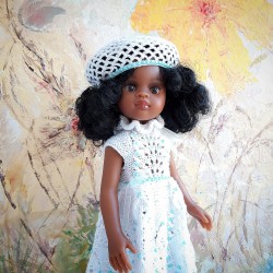 Комплект вязаной одежды для кукол Paola Reina 32 см: платье и берет , ручная работа